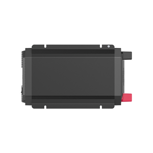 Top view of the iTechworld 1000W Pure Sine Wave Inverter (12V to 240V) with mounting brackets, circular indicator, and red/black terminal connectors on the right side, designed for off-grid power, shown against a white background.