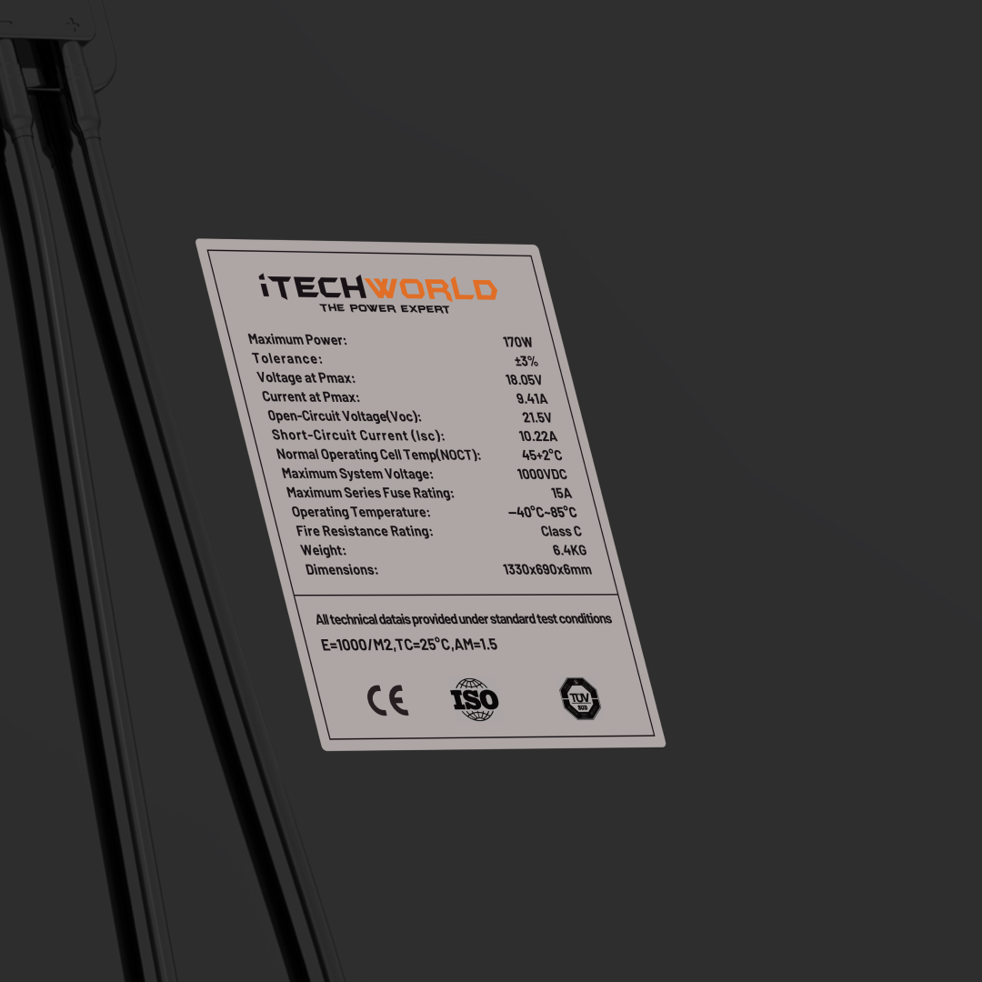 170W | 6mm Hard Frame Solar Panel | 22V - iTechworld