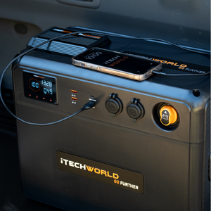 The iTechworld GoFurther Premium Battery Box with iTECHDCDC25 & iTECHBM500 offers the perfect off-grid power solution, charging smartphones and devices via USB and power sockets—ideal for use in your vehicle.