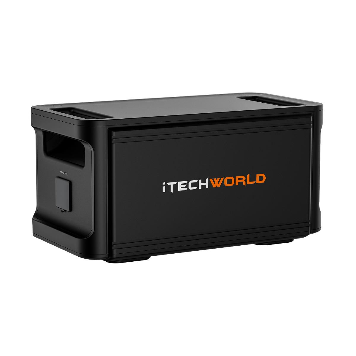 The iTechworld EB1536 Expansion Battery (120Ah) pairs with the PS1800 PRO power station, enabling expandable capacity in a sleek, portable black design with top handles.