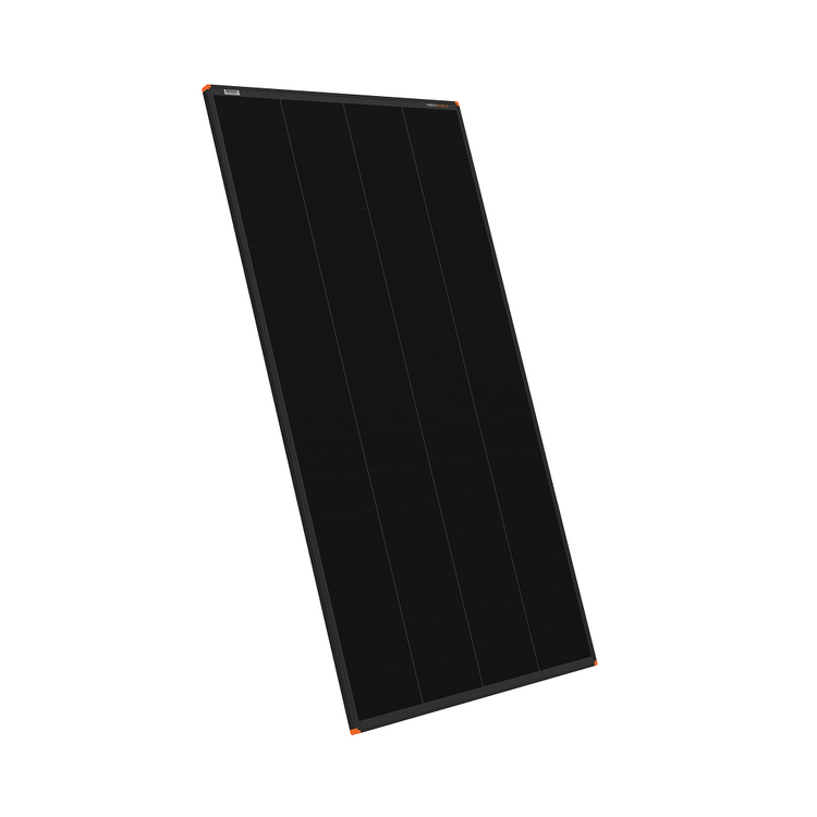 A single 250W Hard Frame Solar Panel (22V) is displayed at a slight angle on a white background, featuring a black rectangular design and visible cell grid.