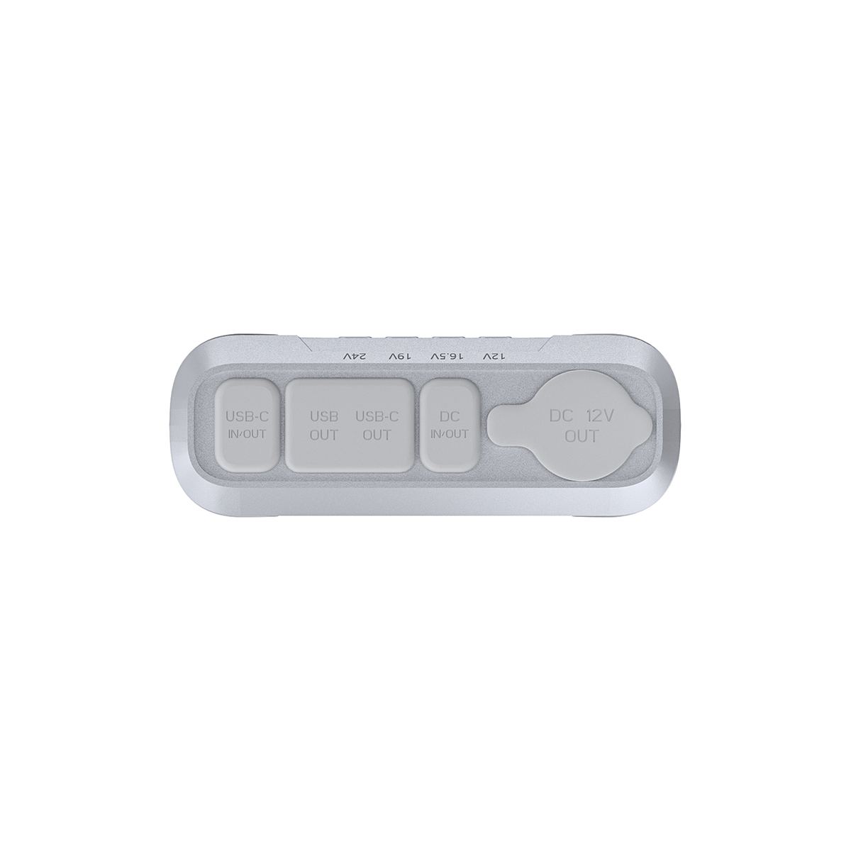 A close-up of the Medicharge Flex | CPAP Battery | 276Wh shows four ports—USB-C IN/OUT, USB-C OUT, DC IN/OUT, and DC 12V OUT—each with rubber flaps; perfect as a portable CPAP battery or power supply.