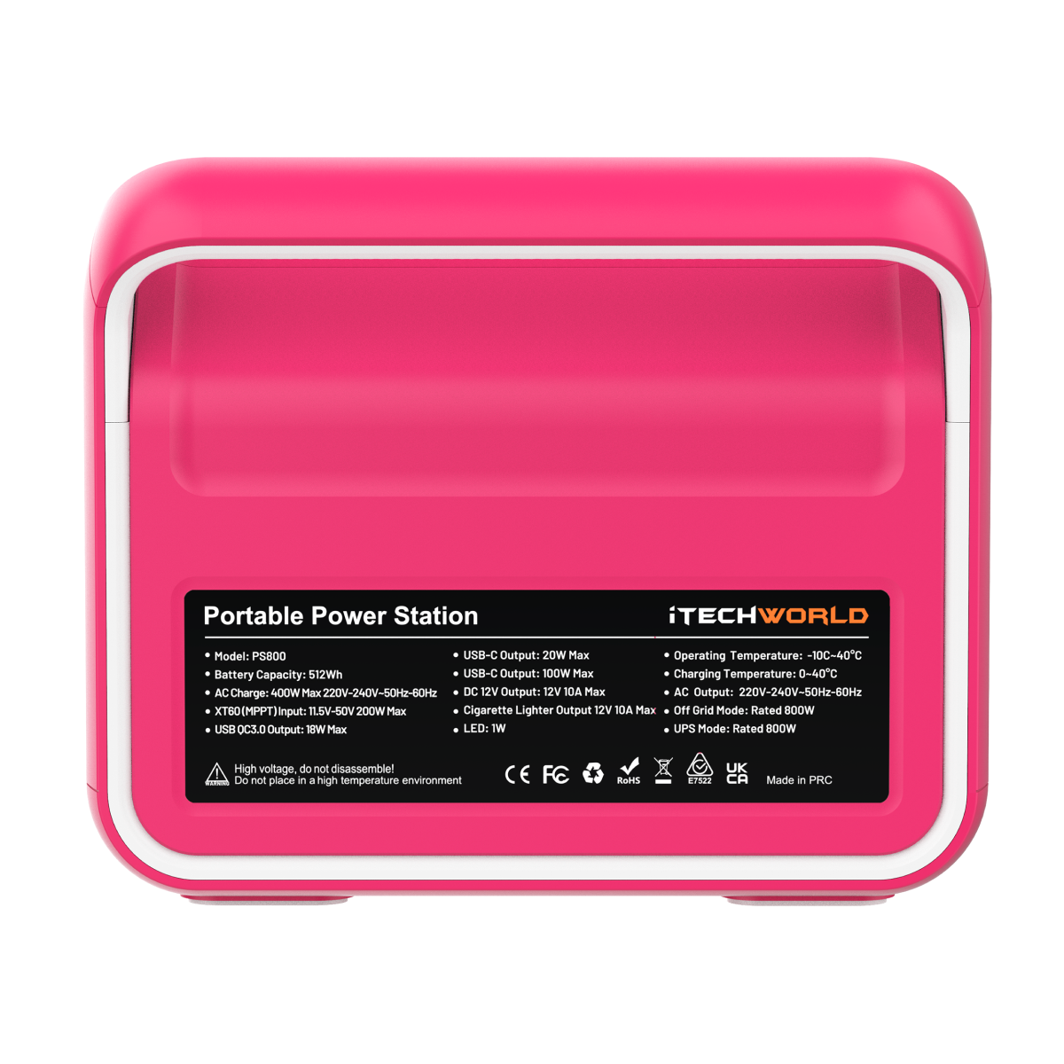 Limited Edition Pink PS800 | Portable Lithium Power Station | 800W 40Ah - iTechworld
