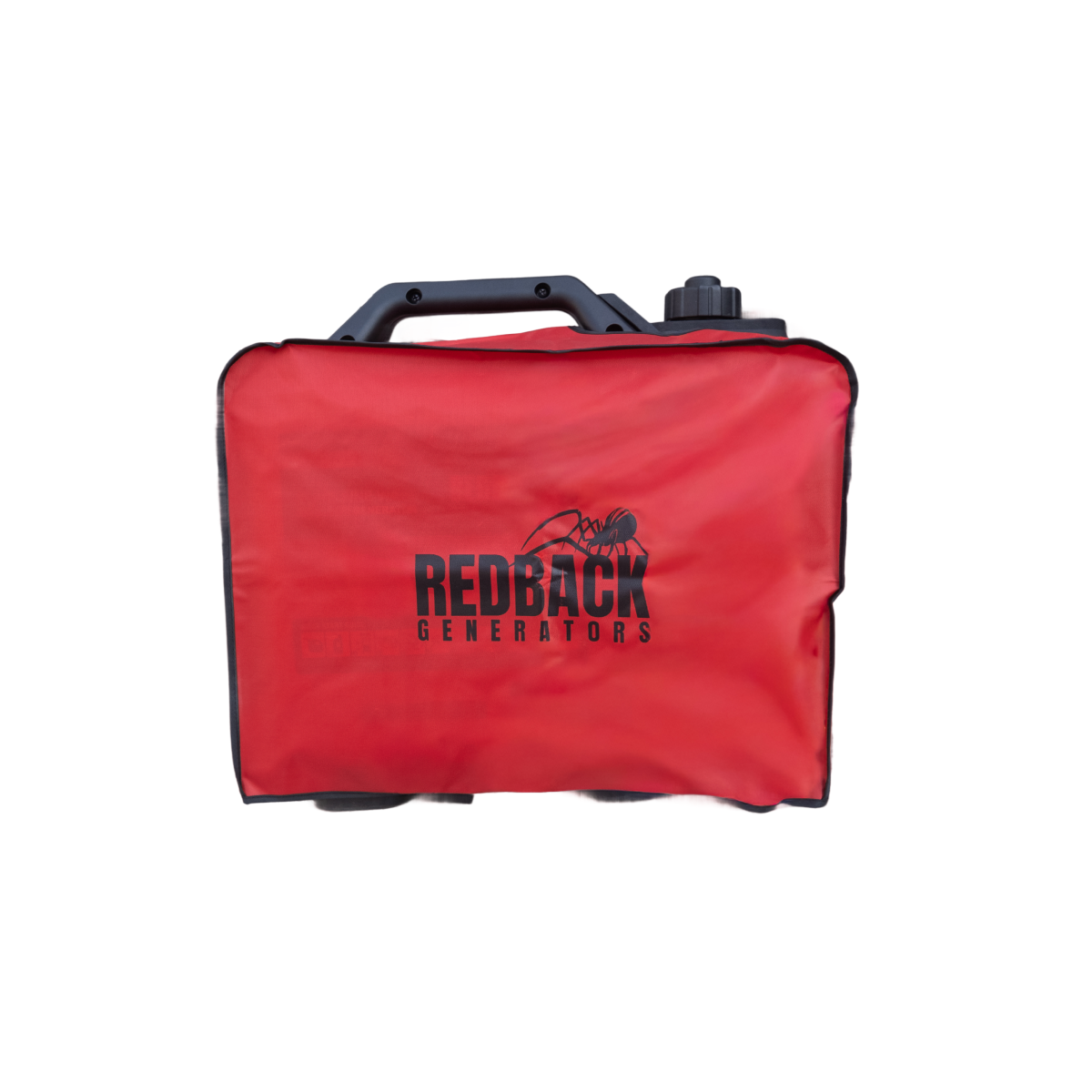The iTechworld Redback | Inverter Generator Protective Cover | RB2 protects your portable generator and displays the Redback Generators logo with a black spider graphic on the front.