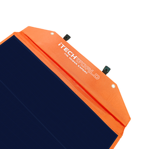 A 400W HPX PRO Monocrystalline Solar Blanket with Raptor Skin, featuring orange edges and iTechWorld - The Power Experts on the fabric. Two connectors are visible at the top.