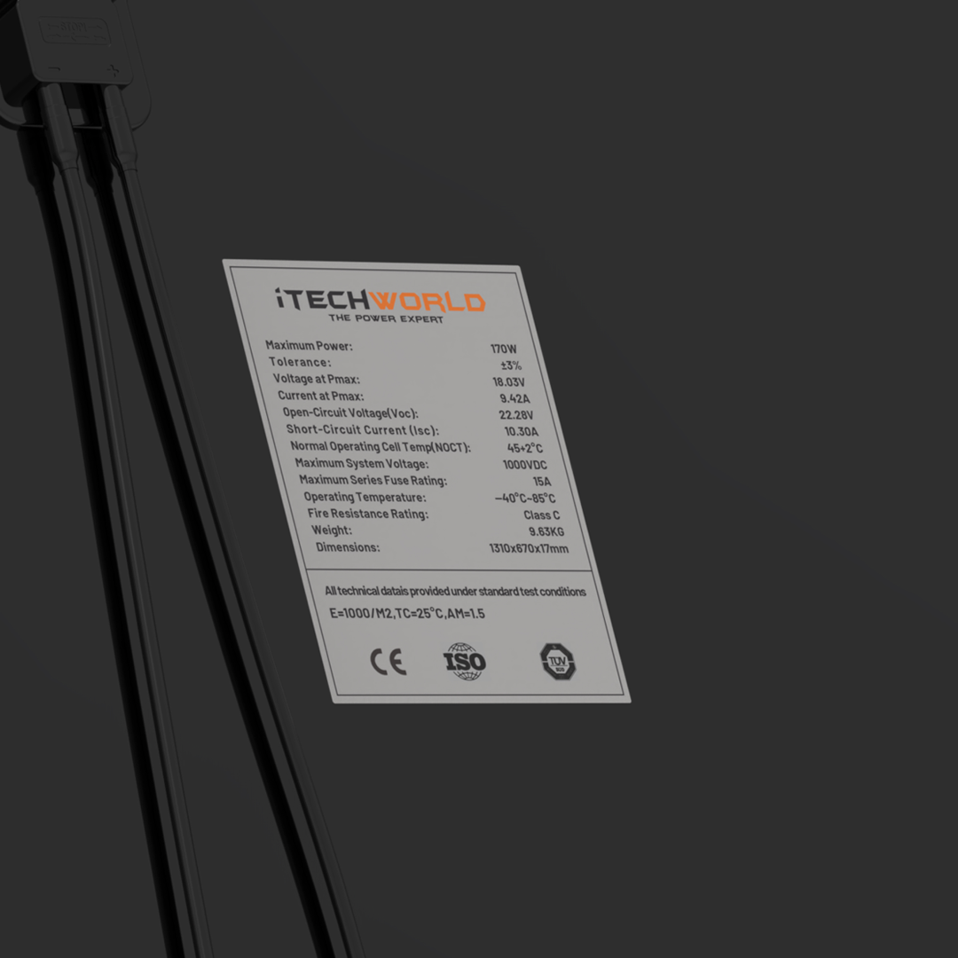 170W | Hard Frame Solar Panel | 22V - iTechworld
