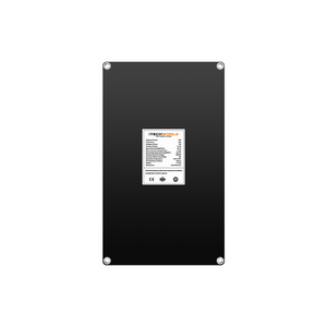 The iTechworld Solar Panel Trickle Charger 15W is a rectangular black electronic device with a centered white label featuring specs and the brand name. Compatible with 12V/24V systems, it’s perfect for battery maintenance. Four silver screws are at each corner.
