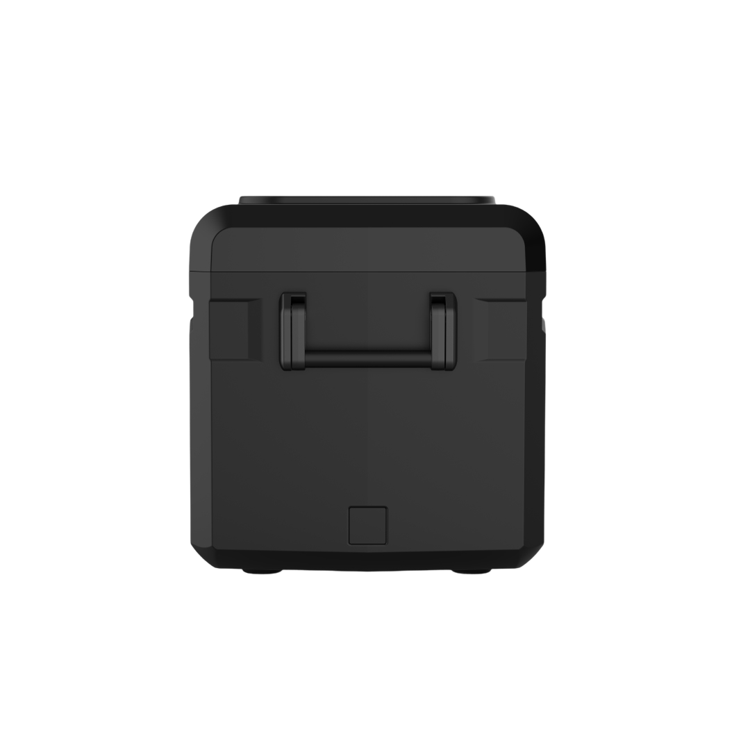The iTechworld iFROST 40L is a black, rectangular portable fridge freezer with a front handle, single zone cooling, and an efficient LG compressor, shown from the front against a plain white background.