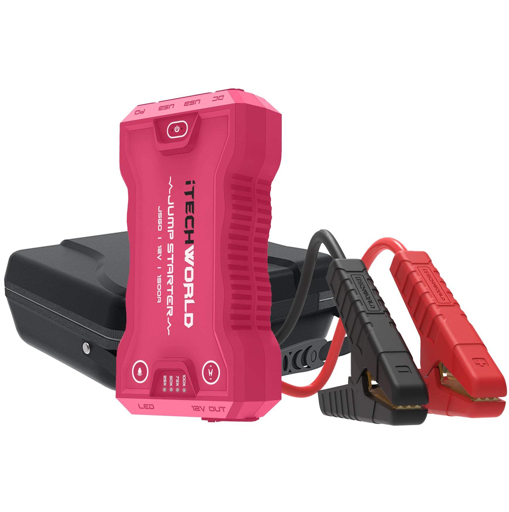 Limited Edition Pink JS60 | Lithium Jump Starter and Backup Power Bank with Heavy-Duty Case | 1500A - iTechworld