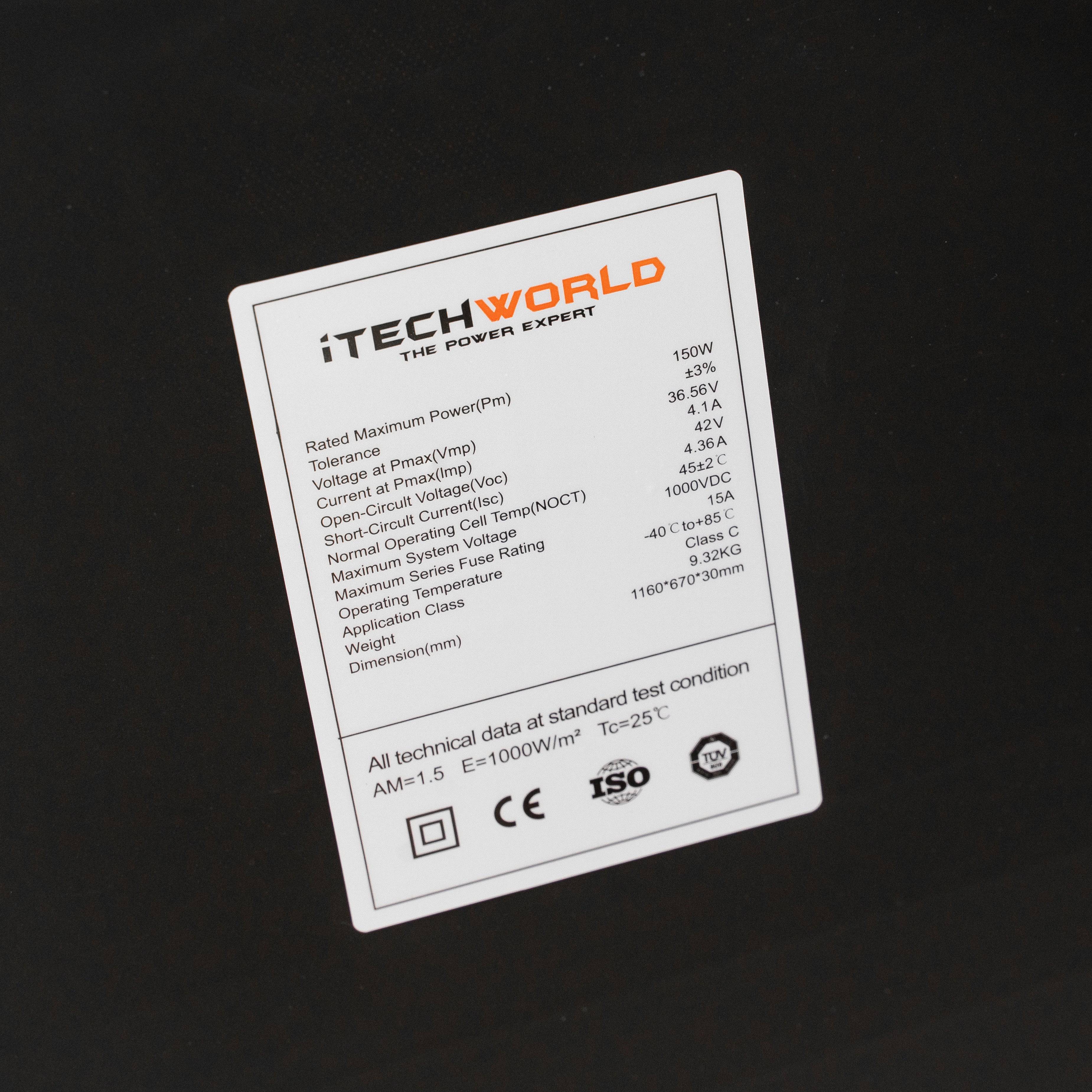 150W Hard Frame Solar Panel High Voltage 42V - iTechworld