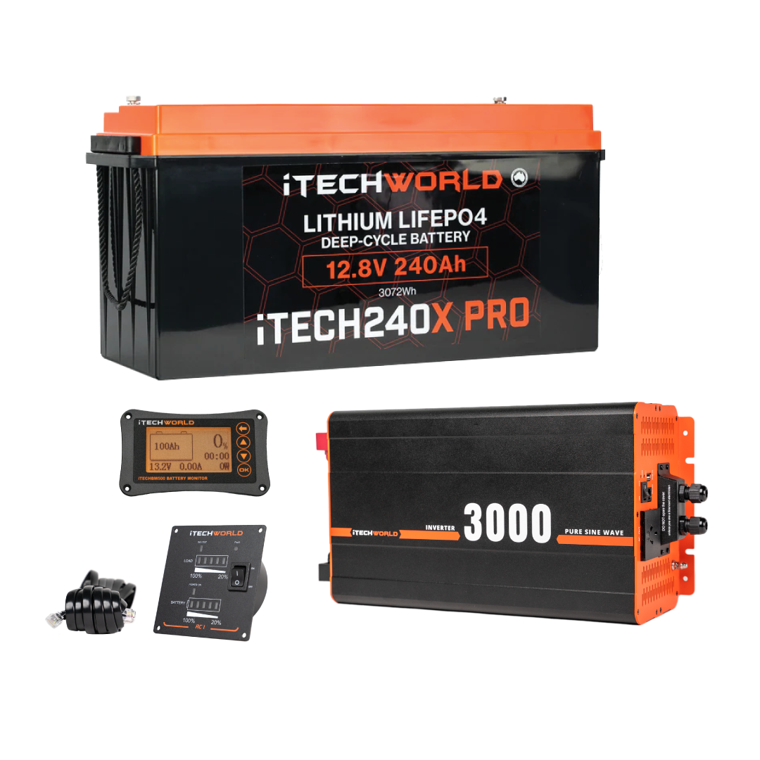 iTECH240X PRO Lithium Battery + 3000w Inverter + FREE BM500 + RC1 Remote Control