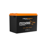 The iTechworld iTECH300X PRO Deep Cycle Lithium Battery features 12.8V, 300Ah, and 3840Wh, with Bluetooth and ultra-lightweight LiFePO4 tech—perfect for off-grid power.