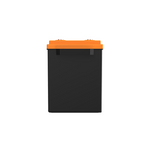 The iTechworld iTECH300X PRO is a black, rectangular 300Ah LiFePO4 deep cycle lithium battery with an orange top and two metal terminals—ideal for off-grid solutions. Bluetooth connectivity included.