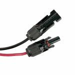The iTechworld MC4 to Anderson Adapter Cable, a 3m 50A 12AWG black plastic electrical connector, is shown with both red and black wires against a white background—perfect for integrating 12V camping gear or using as a solar panel connector.
