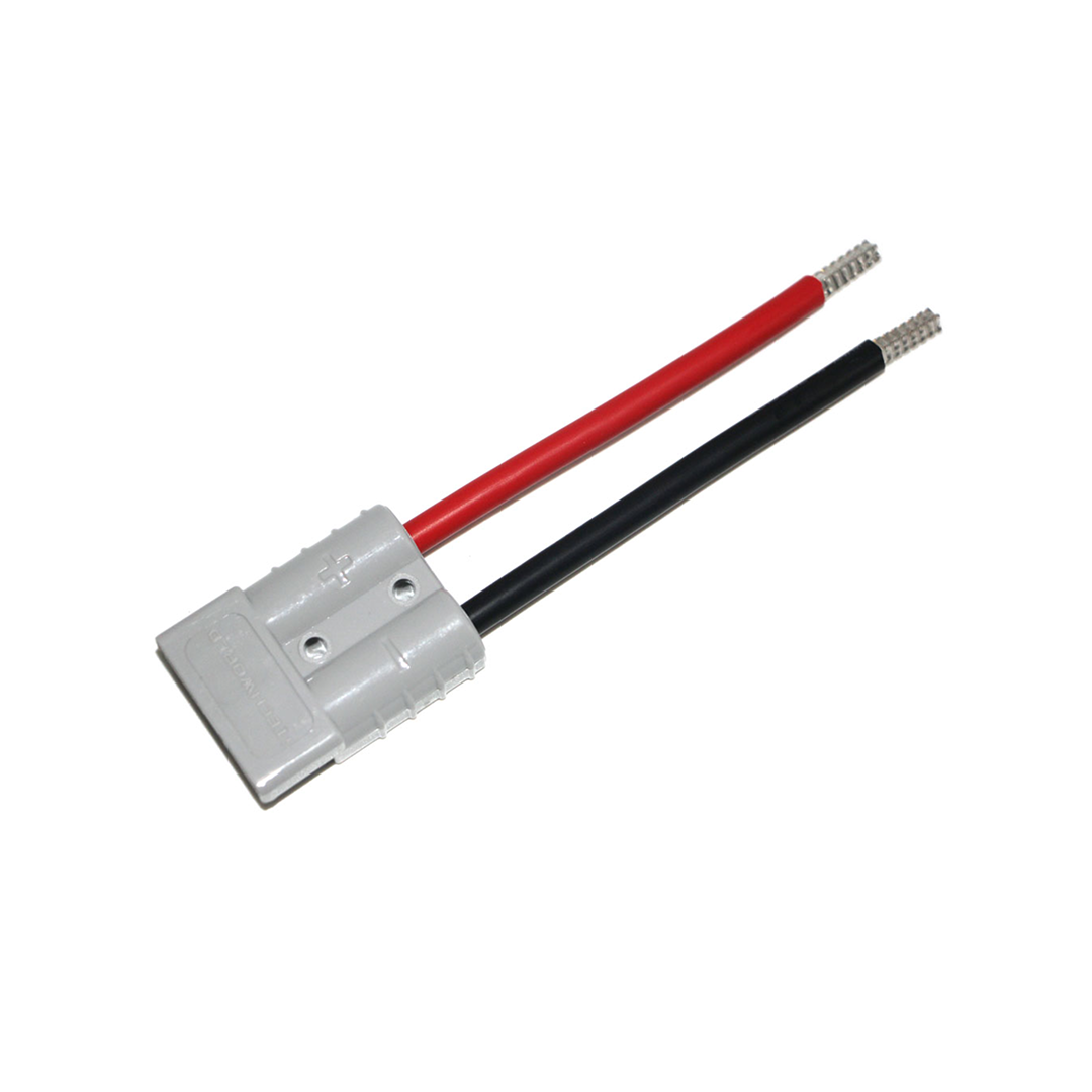 The iTechworld Anderson to Solar Controller | Install Kit | 50A features a gray Anderson connector with prepped red and black wires—perfect for quick installation with an Anderson Solar Controller or Install Kit.