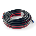The iTechworld Plug and Play 40A DCDC Wiring Kit shows a coiled black and red 6AWG cable with metal connectors and a gray plastic plug, ideal for dual battery systems—perfect for easy installation.