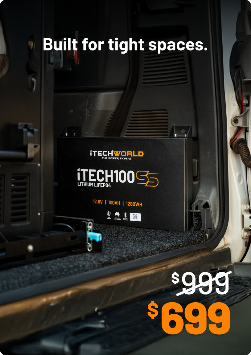 iTECH100SS | Super Slim Deep Cycle Lithium Battery | with Bluetooth LiFePO4 100Ah