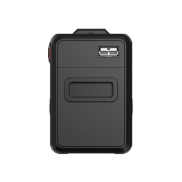 The iTechworld GoFurther Premium Battery Box features a sleek black rectangular design with a textured front, small display, central button, and top-right logo. Compact and modern, it’s perfect for off-grid power—includes iTECHDCDC25 & iTECHBM500 with shunt.