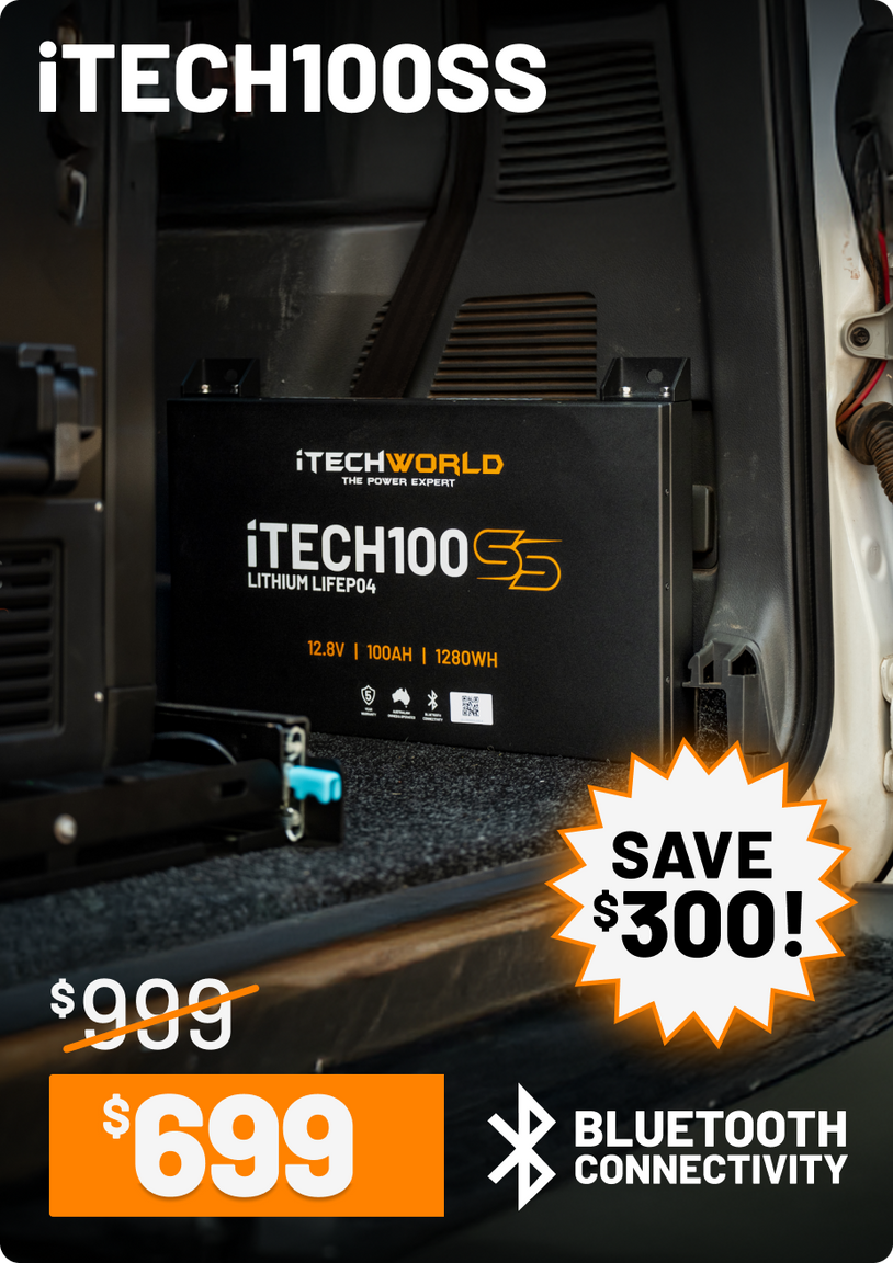 iTECH100SS | Super Slim Deep Cycle Lithium Battery | with Bluetooth LiFePO4 100Ah