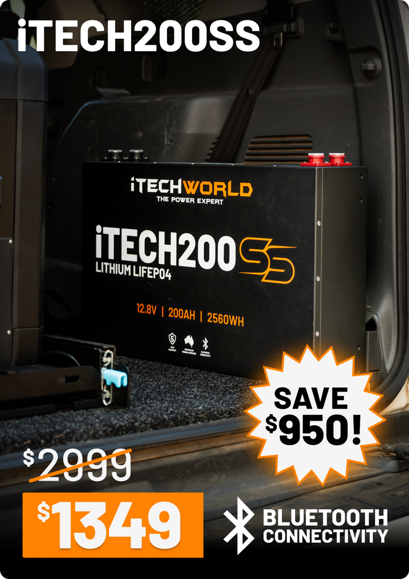 iTECH200SS | Super Slim Deep Cycle Lithium Battery | with Bluetooth LiFePO4 200Ah