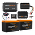 The iTechworld Complete Lithium 4WD Kit (210-240Ah) includes a 2000W inverter, two 12V lithium batteries, 40A AC-DC charger, wiring, connectors, and display panel—a perfect off-road power solution for any adventure.