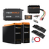 The iTechworld Complete Slimline 4WD Kit | 200Ah includes two large lithium batteries, a 2000W inverter, DC-DC charger, fuse, cables, connectors, battery trays, and a remote display—all against a white background.