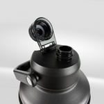 A close-up of the iTechworld | 3.8L Water Bottle by iTechworld—a black, leak-proof bottle with a handle, wide-mouth opening, and open cap—set against a plain light gray background.
