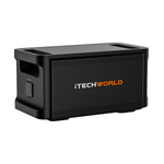 The iTechworld EB1536 Expansion Battery (120Ah) pairs with the PS1800 PRO power station, enabling expandable capacity in a sleek, portable black design with top handles.