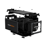 An exploded view displays the black iTechworld EB1536 Expansion Battery (120Ah) with its internal components suspended in mid-air, illustrating structure and power station compatibility.