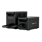 Two black iTechworld PS1800 PRO portable lithium power stations with the EB1536 Expansion Battery Kit are connected—one shows outlets and ports, the other displays the brand logo and connected cable, highlighting a powerful 1800W off-grid solution.