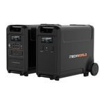 Two black iTechworld 3600W 300Ah | PS3600 PRO Portable Lithium Power Stations—each featuring wheels, handles, and digital control panels—are displayed from various angles with the brand name iTechworld on the side. Designed for off-grid power needs, these units are equipped with reliable LiFePO4 lithium batteries.