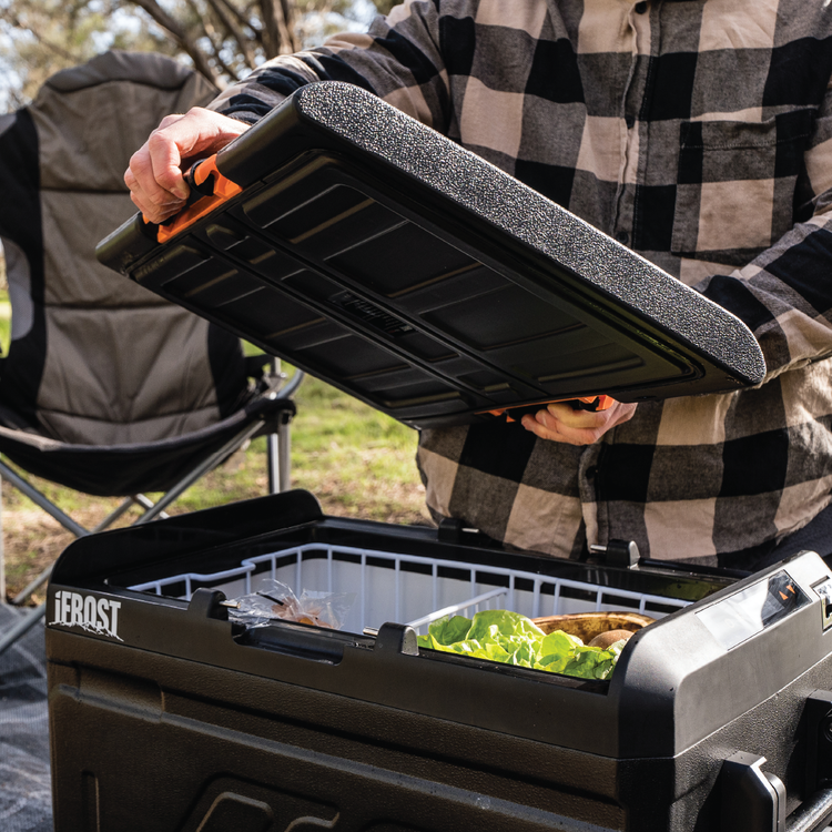 A man opening the detachable lid on the iFROST fridge freezer