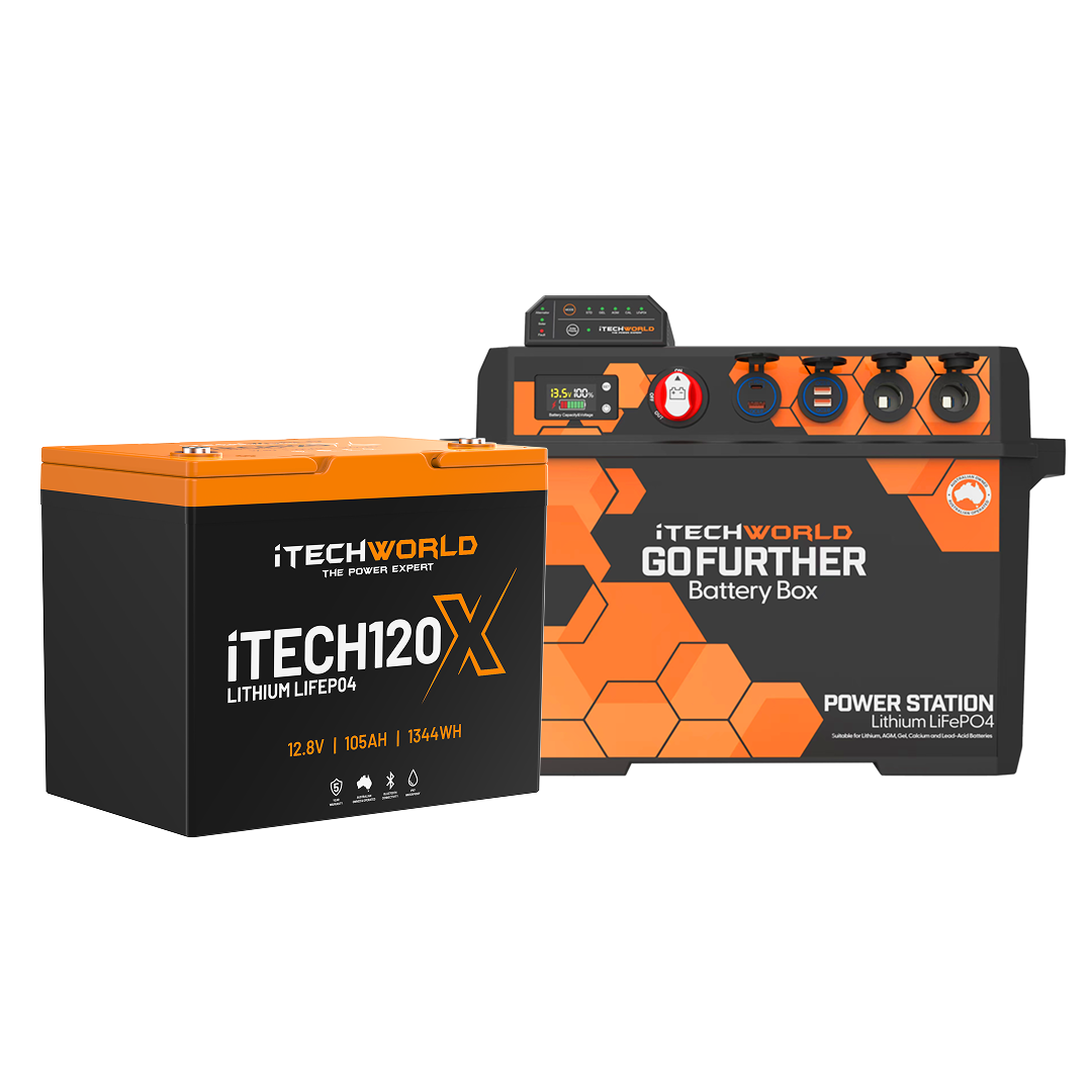 GoFurther | Battery Box Bundle | with iTECHDCDC25 Charger and iTECH120X Lithium Battery
