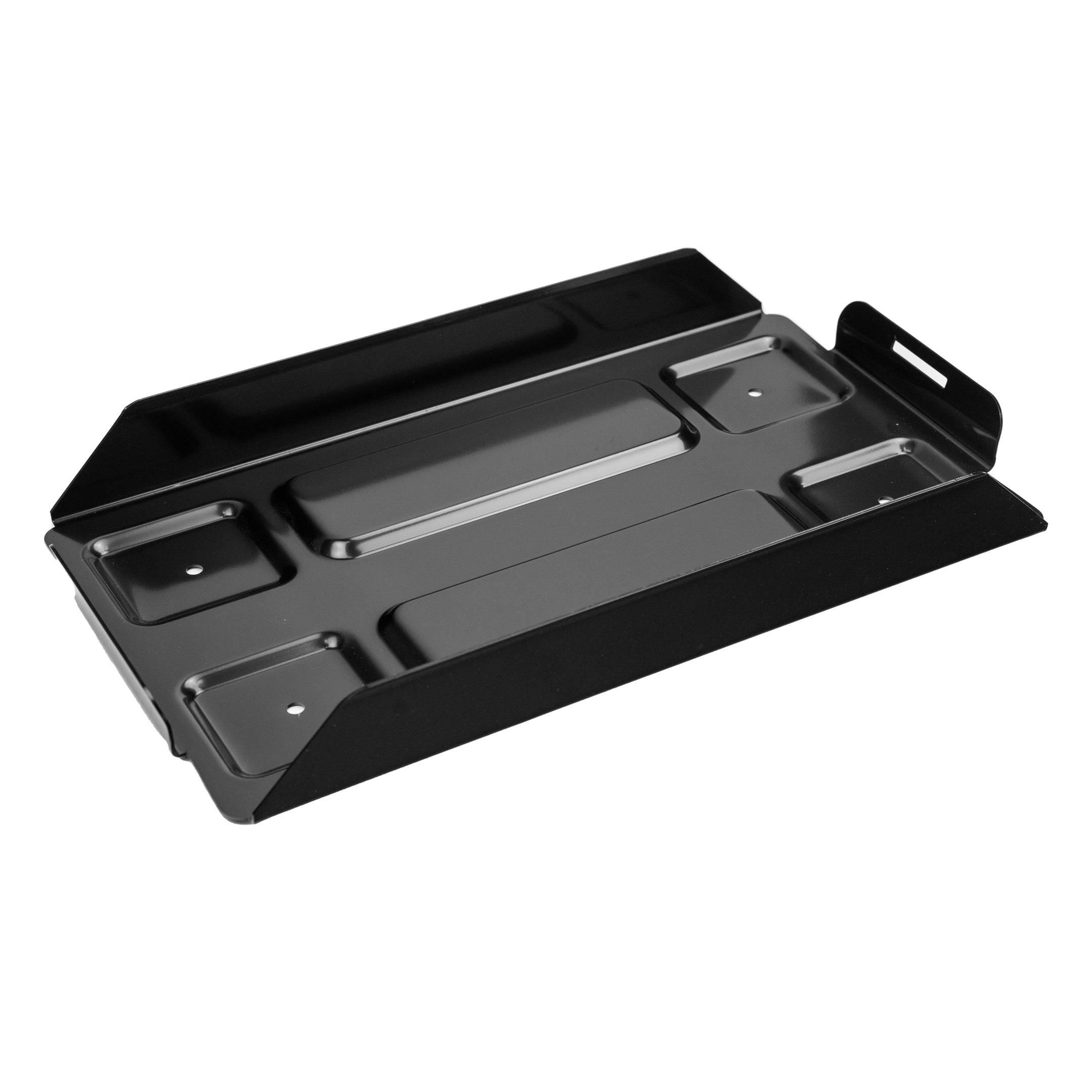 Get the iTechworld Battery Box Tray—a black metal organizer with multiple compartments—as a free gift when you shop select BOGOS.io bundles. Sleek and sturdy, it’s perfect for holding small items or tools. Photographed on a white background.