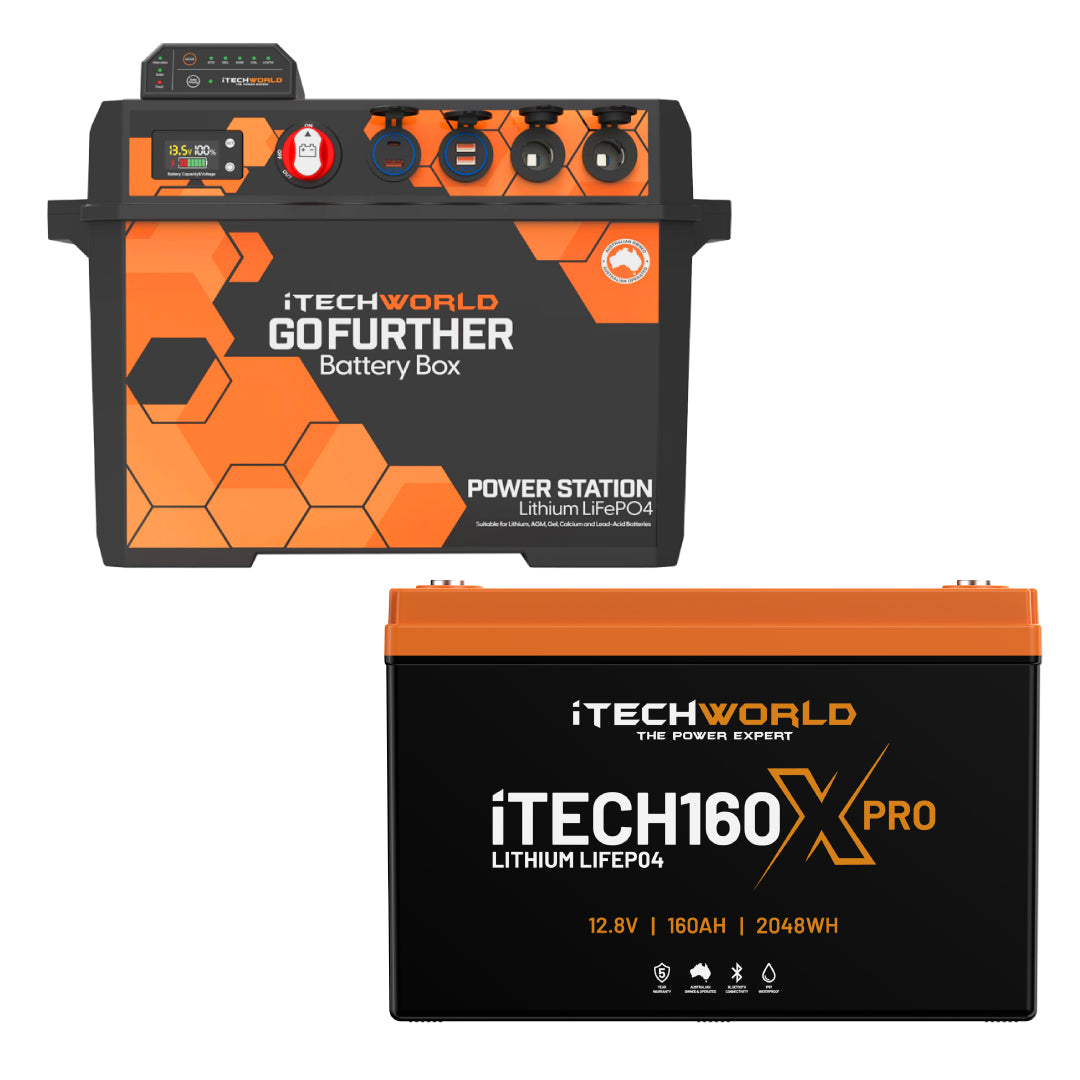 Premium GoFurther | Dual Battery System | with iTECHDCDC40 and iTECH160X PRO Lithium Battery with Bluetooth