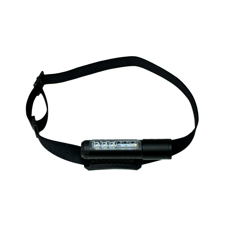 The iTechworld Magnetic Head Torch | 450LM is a black headlamp with an adjustable elastic strap and a rectangular ultra-bright LED panel on the front.