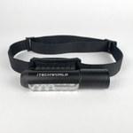 The iTechworld Magnetic Head Torch (450LM) features an adjustable elastic band and a front cylindrical LED light, shown on a white background. Perfect as a rechargeable flashlight or head torch for outdoor adventures.