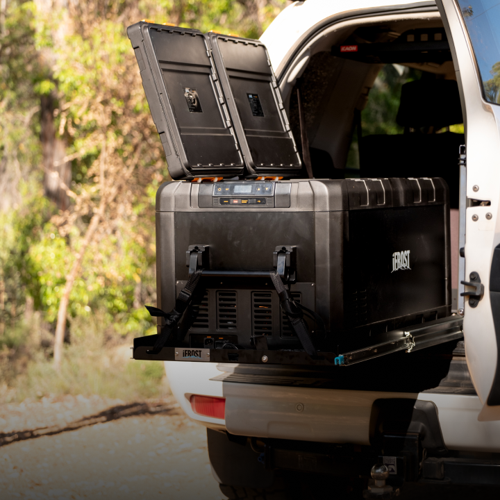 iFROST 95L dual zone fridge freezer packed for a family trip