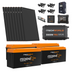 Eight solar panels, four orange-and-black lithium batteries, a 3000W inverter, a charger, mounting brackets, and related cables are displayed on a white background—branded with iTechworld—to highlight the iTechworld Off Grid System 12.28kWh: an efficient solution ideal for solar panel system enthusiasts.