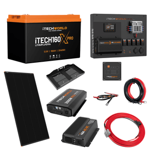 The iTechworld Expansion Canopy Dual Battery Kit features a 160Ah lithium LiFePO₄ battery and components for reliable off-grid power, all crafted by iTechworld.