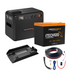 The iTechworld Premium GoFurther Battery Box Bundle includes a black battery box, an iTECHDCDC25 Charger, and an orange-and-black iTECH120X Lithium Battery—perfect for off-grid or 4WD power needs, shown on a white background.