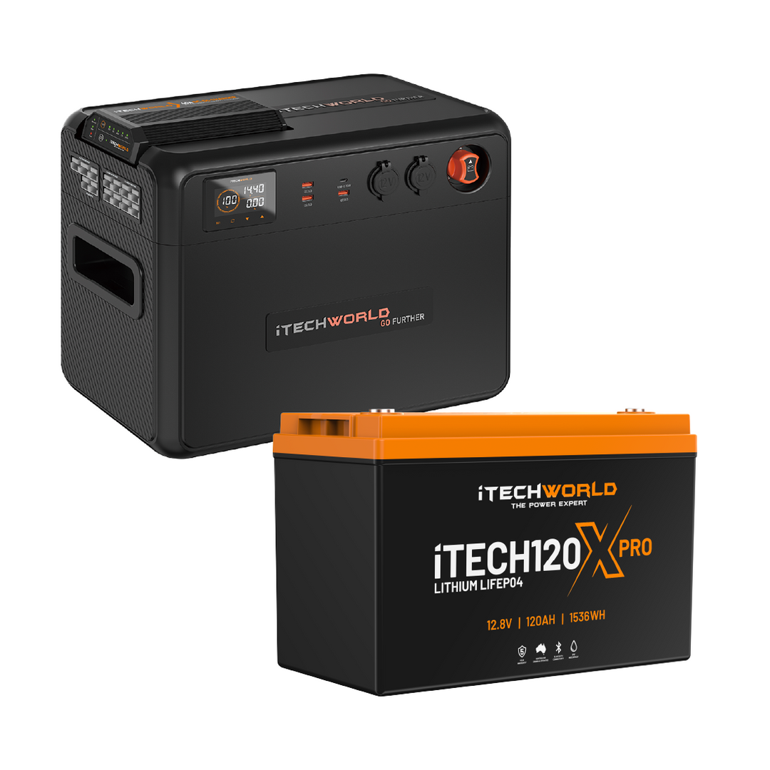Premium GoFurther | Dual Battery System | with iTECHDCDC40 Battery Charger and iTECH120X PRO Lithium Battery with Bluetooth - iTechworld