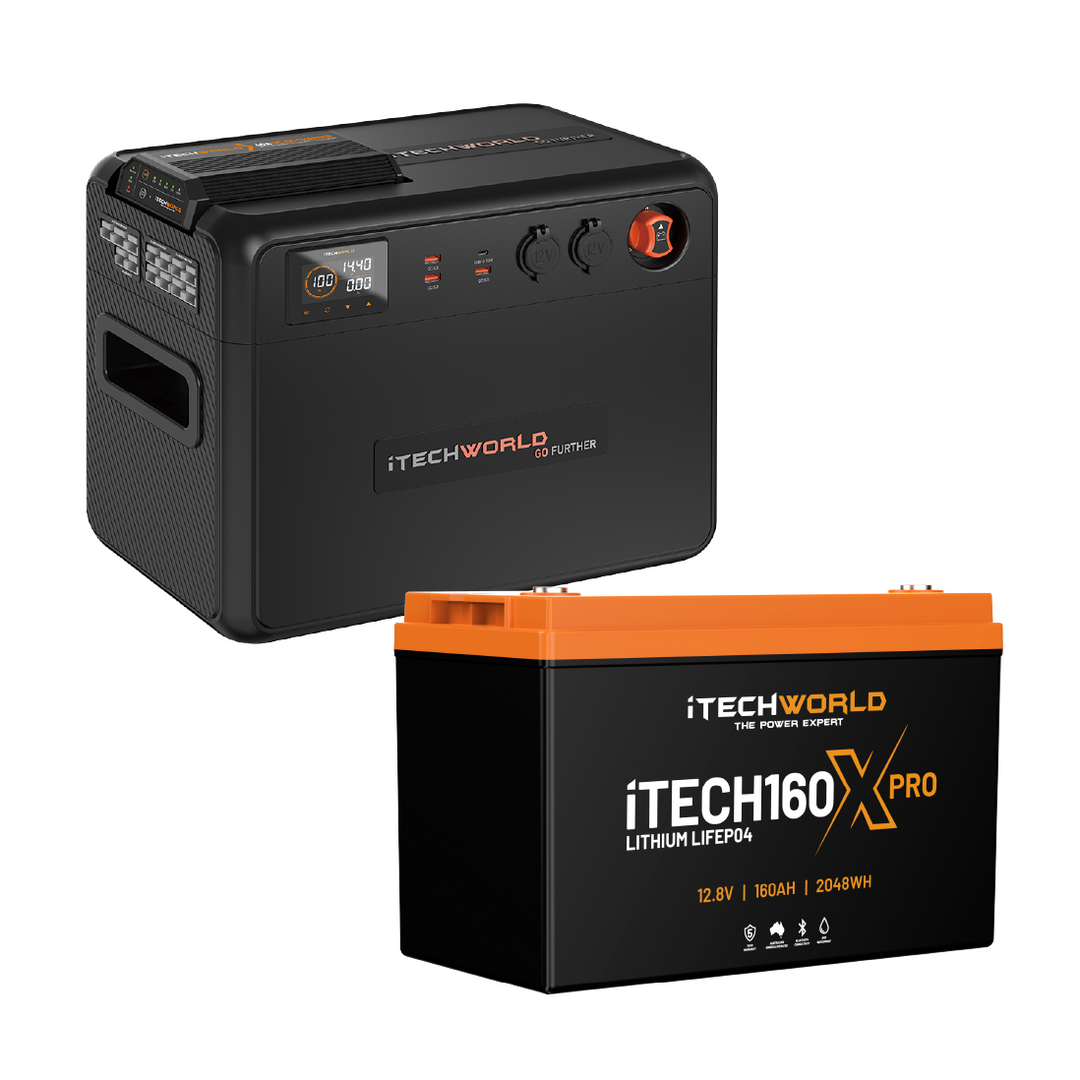 Premium GoFurther | Dual Battery System | with iTECHDCDC40 Battery Charger and iTECH160X PRO Lithium Battery with Bluetooth - iTechworld