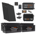The iTechworld Off Grid System 10.24kWh includes four large solar panels, a pure sine wave inverter, controller, mounting hardware, cables, fuse, and four 12V 200Ah lithium batteries—perfect for any 12V build or lithium caravan kit.