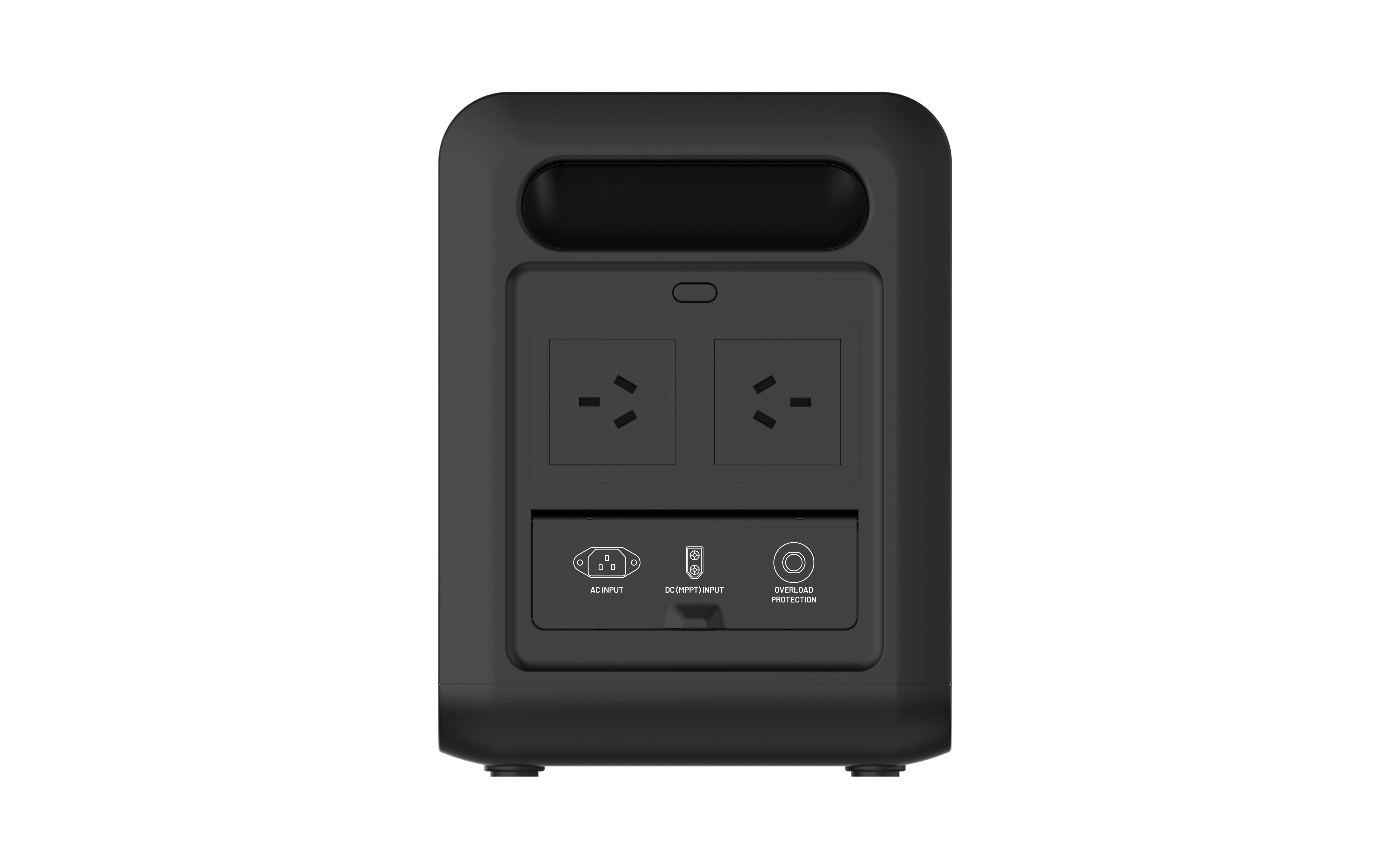 The iTechworld PS1200 1200W 80Ah Portable Lithium Power Station with Bluetooth is a black power station equipped with a durable LiFePO4 battery. It features two universal power outlets, a USB port, DC input, an overload protection switch on the front panel, and a pure sine wave inverter for safe and stable power delivery.