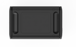 Top view of the iTechworld 1200W 80Ah PS1200 Portable Lithium Power Station with Bluetooth, a black rectangular device with rounded edges and indented grips on each side, set against a white background. This compact power station features a reliable LiFePO4 battery for long-lasting performance.
