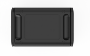Top view of the iTechworld 1200W 80Ah PS1200 Portable Lithium Power Station with Bluetooth, a black rectangular device with rounded edges and indented grips on each side, set against a white background. This compact power station features a reliable LiFePO4 battery for long-lasting performance.