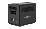 A black iTechworld 1200W 80Ah PS1200 Portable Lithium Power Station with Bluetooth, featuring a pure sine wave inverter, digital display, buttons, outlets, and vents, set against a light gray background.
