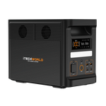 An iTechworld 2000W 120AH PS1800 PRO Portable Lithium Power Station with Bluetooth, in black, features an LED display and multiple ports—including USB, AC, and DC inputs—a pure sine wave inverter, and a reliable LiFePO4 battery, all set against a plain white background.