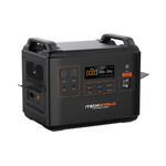 A black iTechworld 2400W 170Ah PS2000 Portable Lithium Power Station with Bluetooth is displayed on a white background, featuring a pure sine wave inverter, control buttons, digital display, multiple outlets, and carrying handles. Equipped with a reliable LiFePO4 battery, this power station ensures efficient and stable energy for your devices.